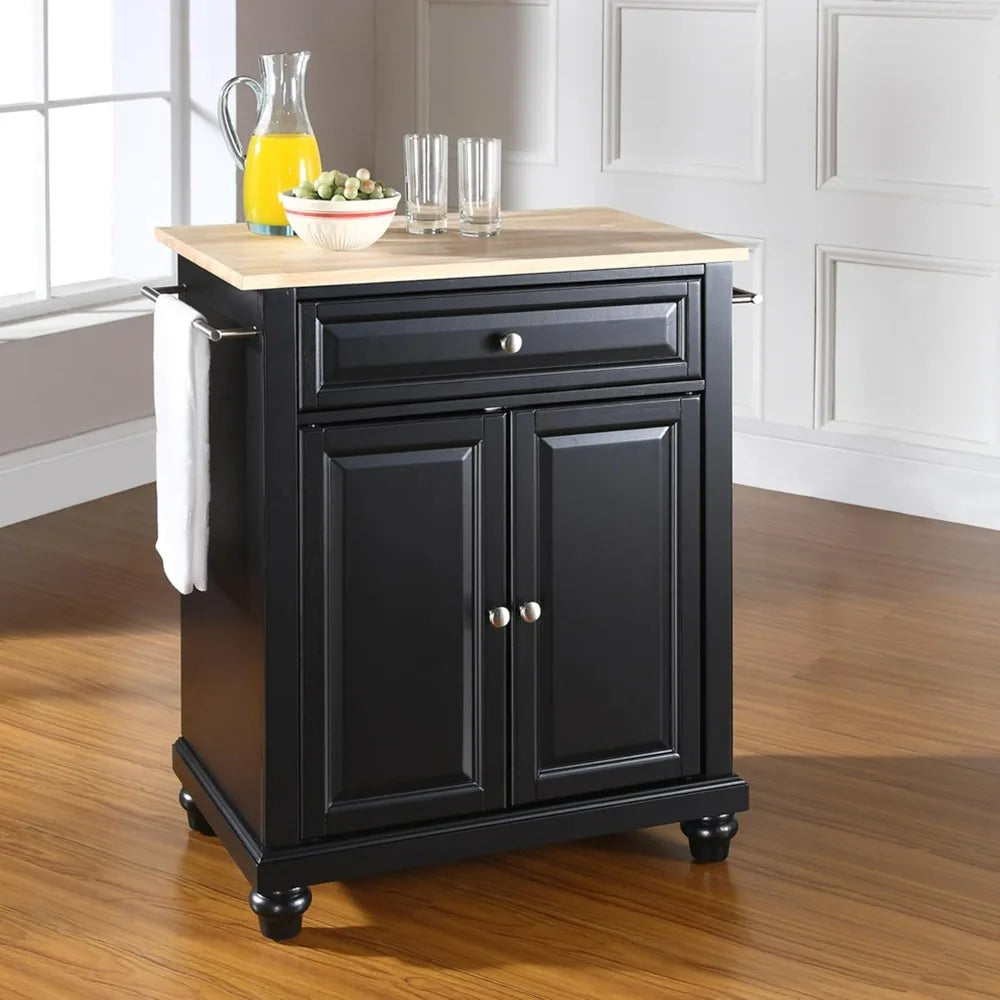 Style Mobile Kitchen Island with Wood Top