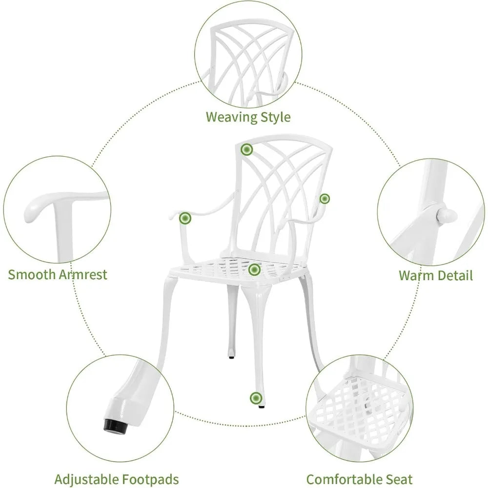 Set of white bistro table and chairs for 2