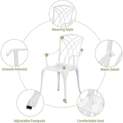 Set of white bistro table and chairs for 2