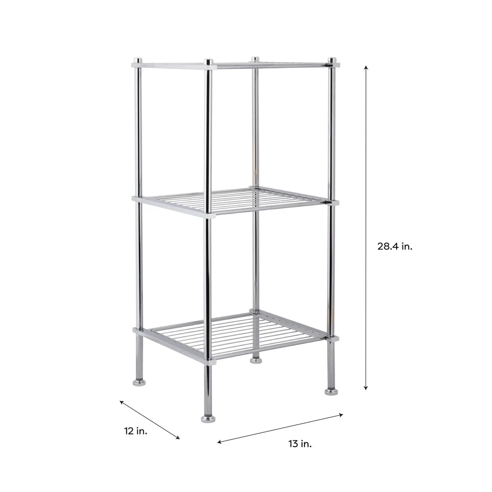 Bathroom Storage Shelf Tower Chrome Steel Organizer