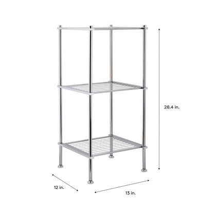 Bathroom Storage Shelf Tower Chrome Steel Organizer