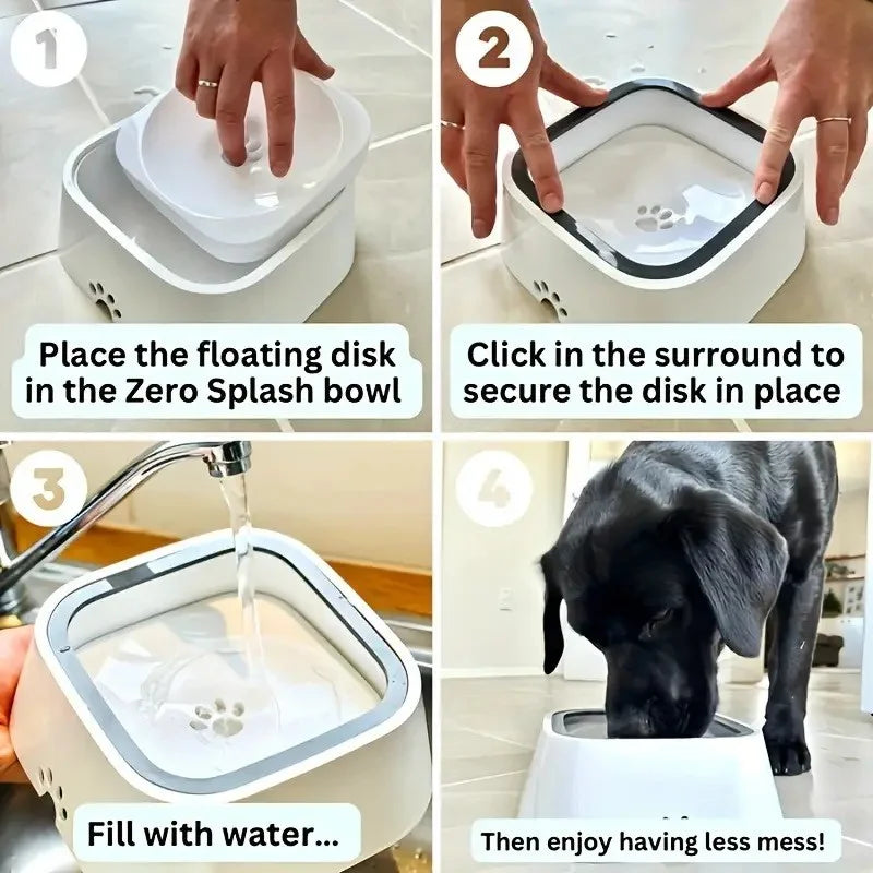 Spill-Proof Pet Water Bowl Floating Filter