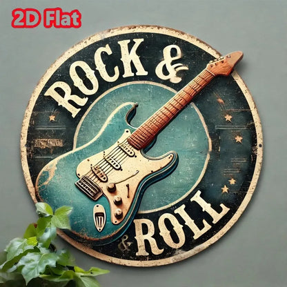 Rock & Roll Guitar Aluminum Tin Sign