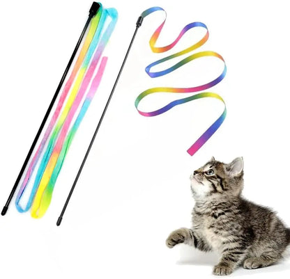 Interactive Cat Rainbow Stick Toy, Teasing String