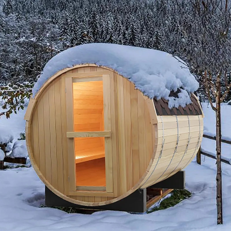 Outdoor Hemlock Wooden Barrel Steam Sauna Room