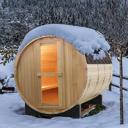 Outdoor Hemlock Wooden Barrel Steam Sauna Room