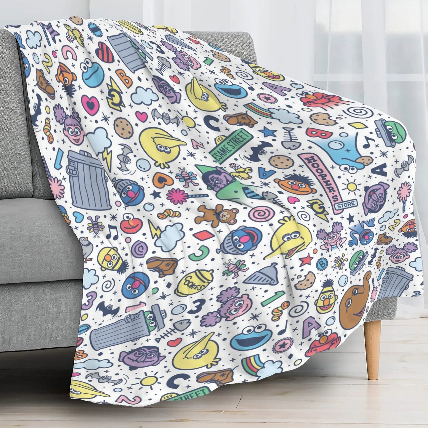 Sesame Street cartoon printed flannel, warm blanket