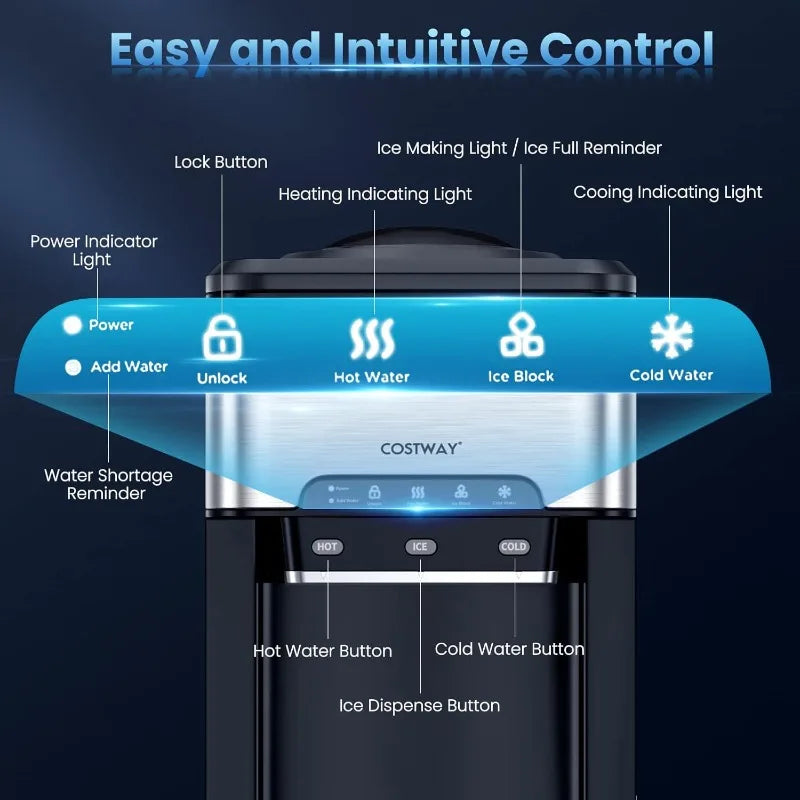 3-in-1 Countertop Water Dispenser with Ice Maker