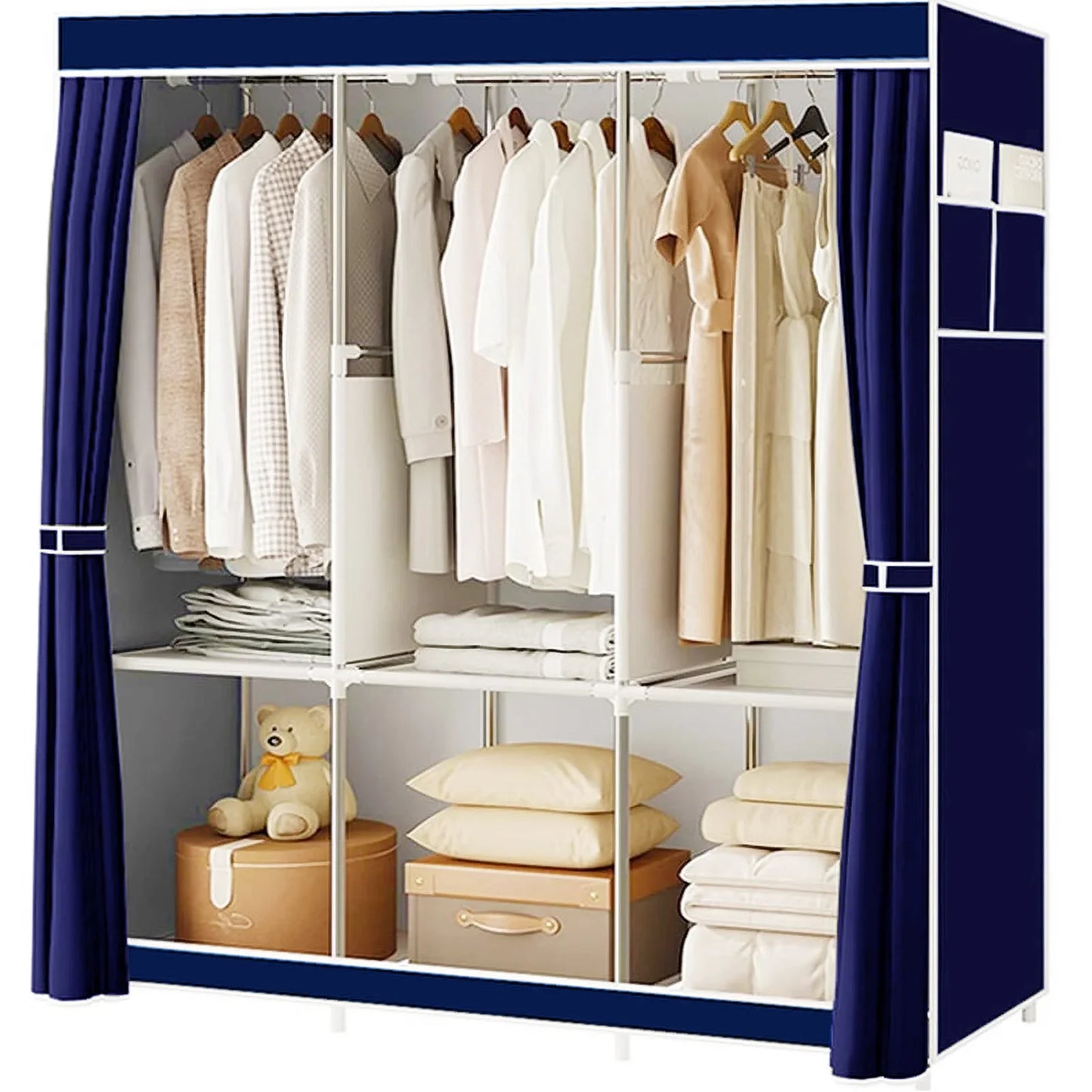 Portable Fabric Wardrobe Organizer Storage Rack