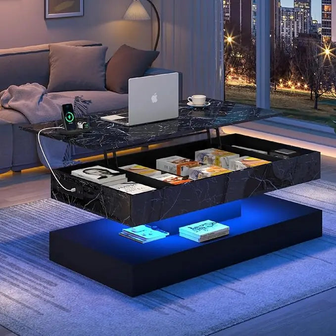Large Lift Top Coffee Table Charging Station