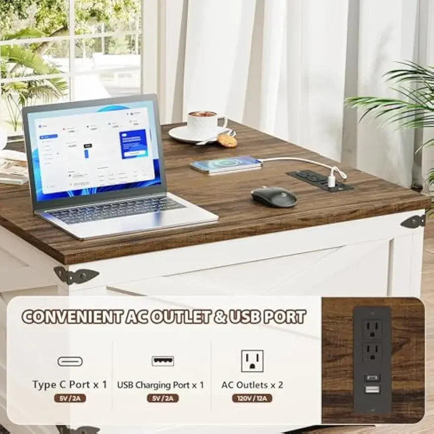 Lift Top Coffee Table, Storage Charging Port