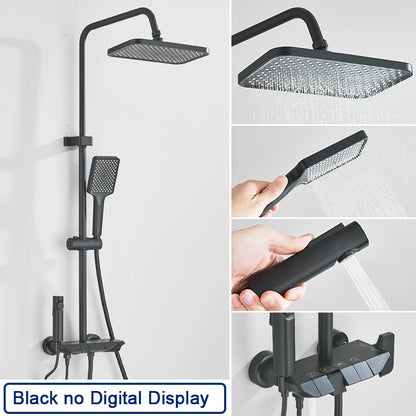 Black Smart Digital Display Shower Faucet Set