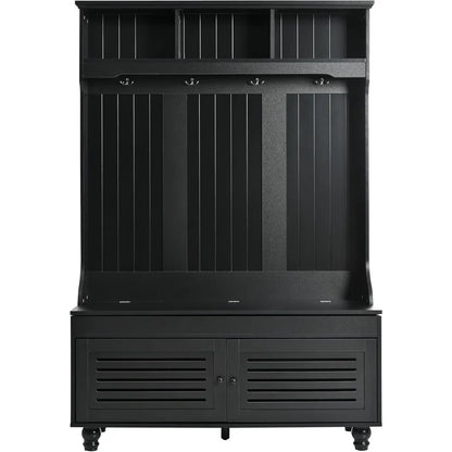 Coat Rack Wood Tree with Shoe Storage