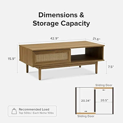 Modern Retro Boho Natural Rattan Coffee Table