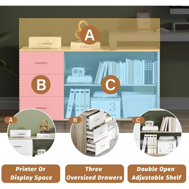 L Shaped Desk with Drawers and Shelves