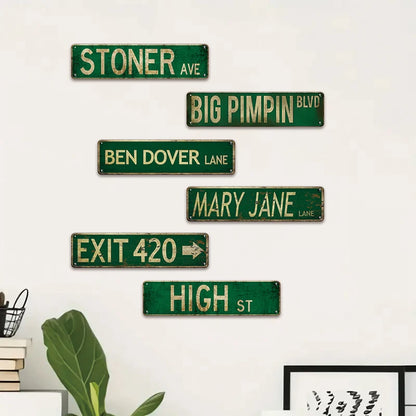 6pcs Vintage Rustic Retro Street Signs, 4" x 16"