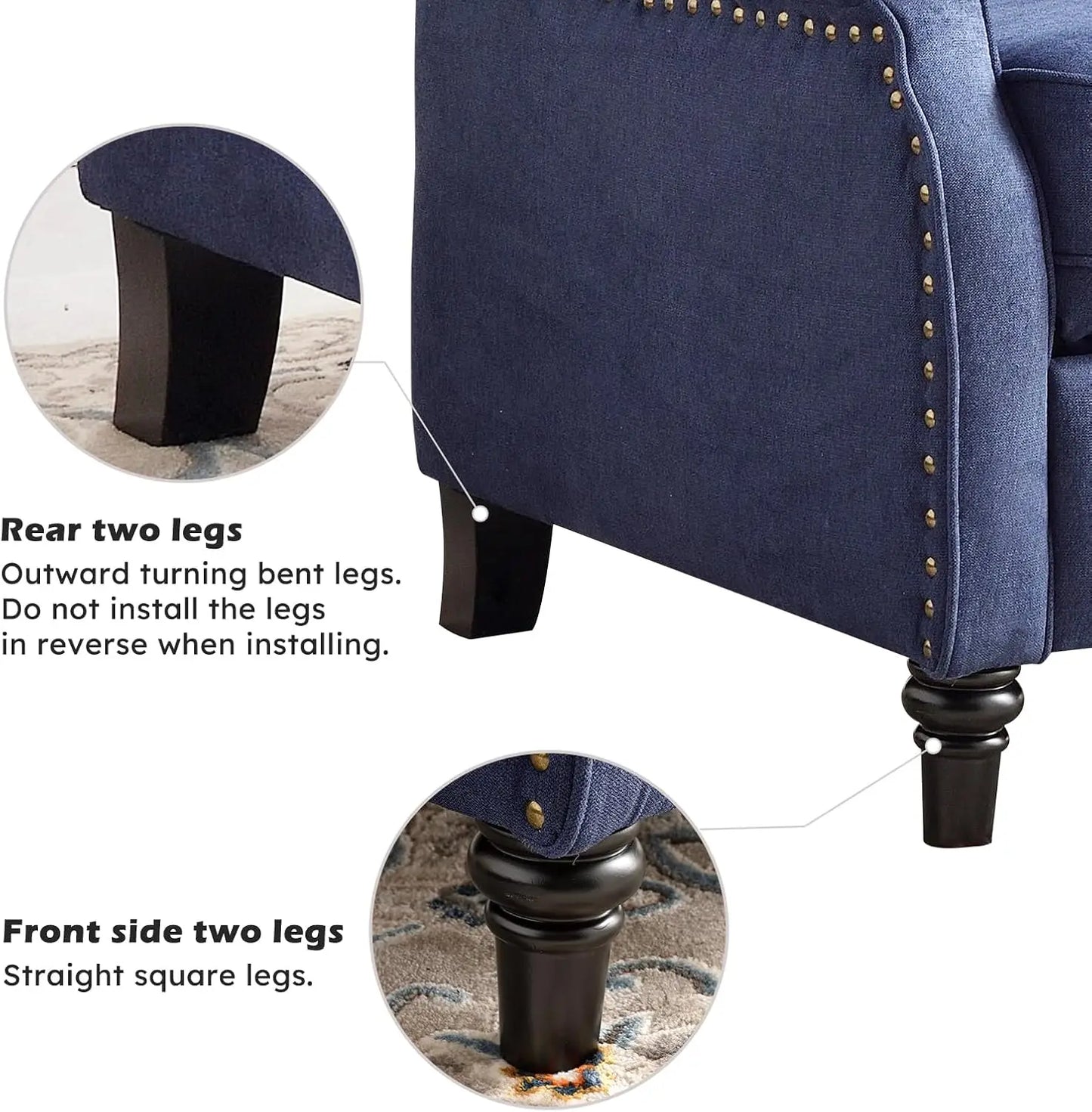 Push Back Recliner Fabric Lounge Armchair