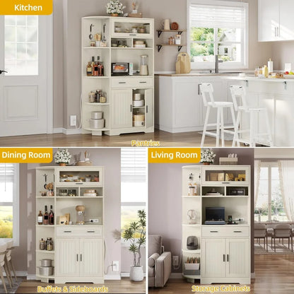 Farmhouse-Style Kitchen Pantry Cabinet with Drawers