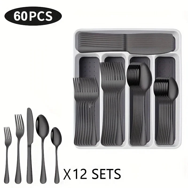 60 Pieces Cutlery Set with Drawer Storage