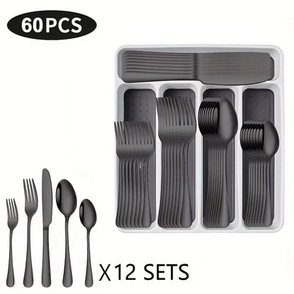 60 Pieces Cutlery Set with Drawer Storage