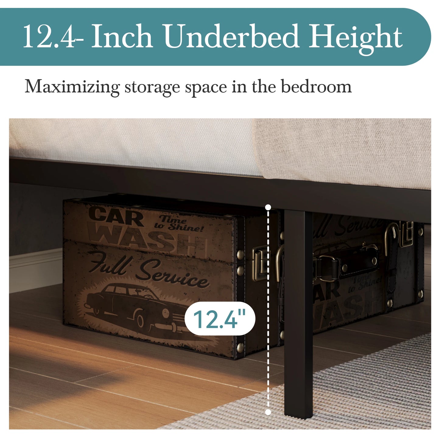 14'' Metal Bed Frame with Headboard & Footboard