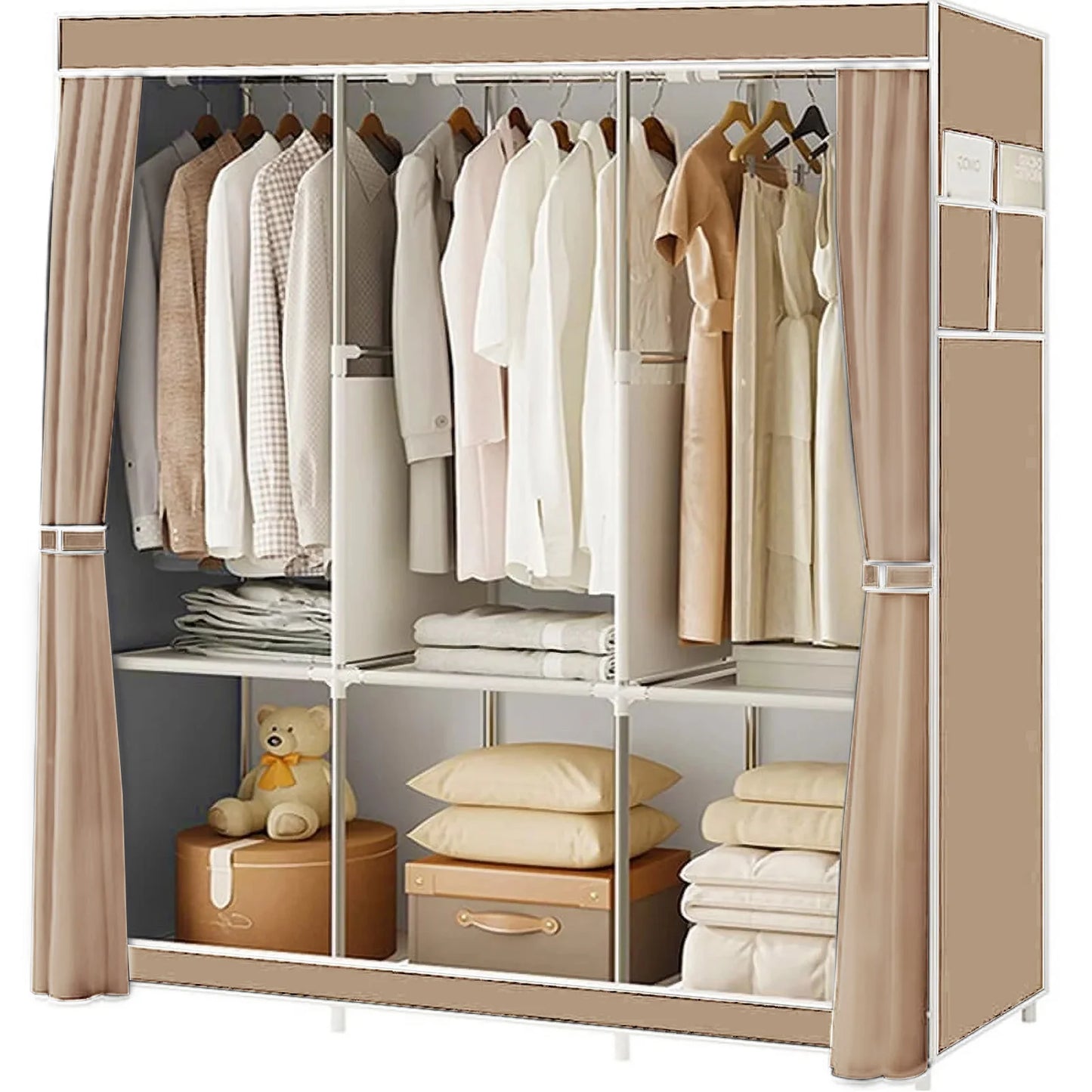 Portable Fabric Wardrobe Organizer Storage Rack