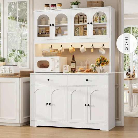 71" LED Kitchen Pantry Cabinet with Outlet