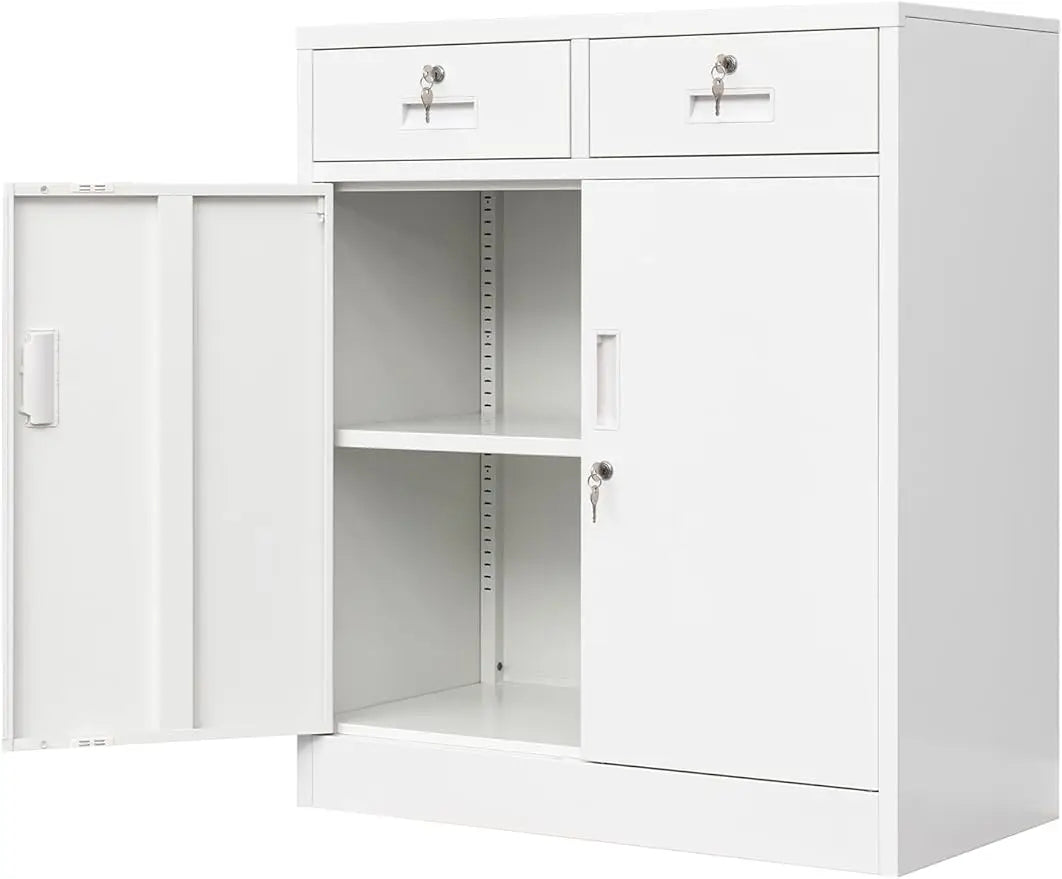 Adjustable shelf locking metal storage unit cabinet