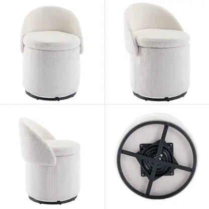 Modern Swivel Ottoman Vanity Chair, Upholstered