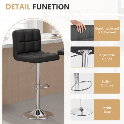 2 PCS Set Counter Stools With Footrest Adjustable