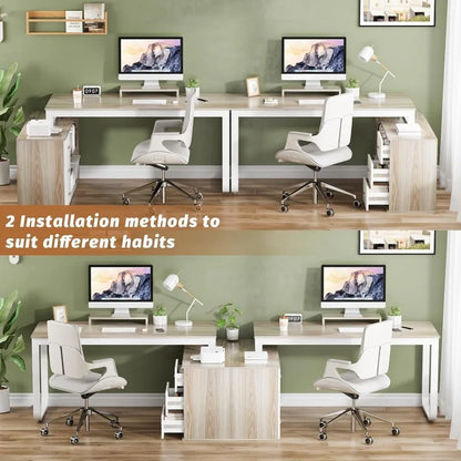 L Shaped Desk with Drawers and Shelves