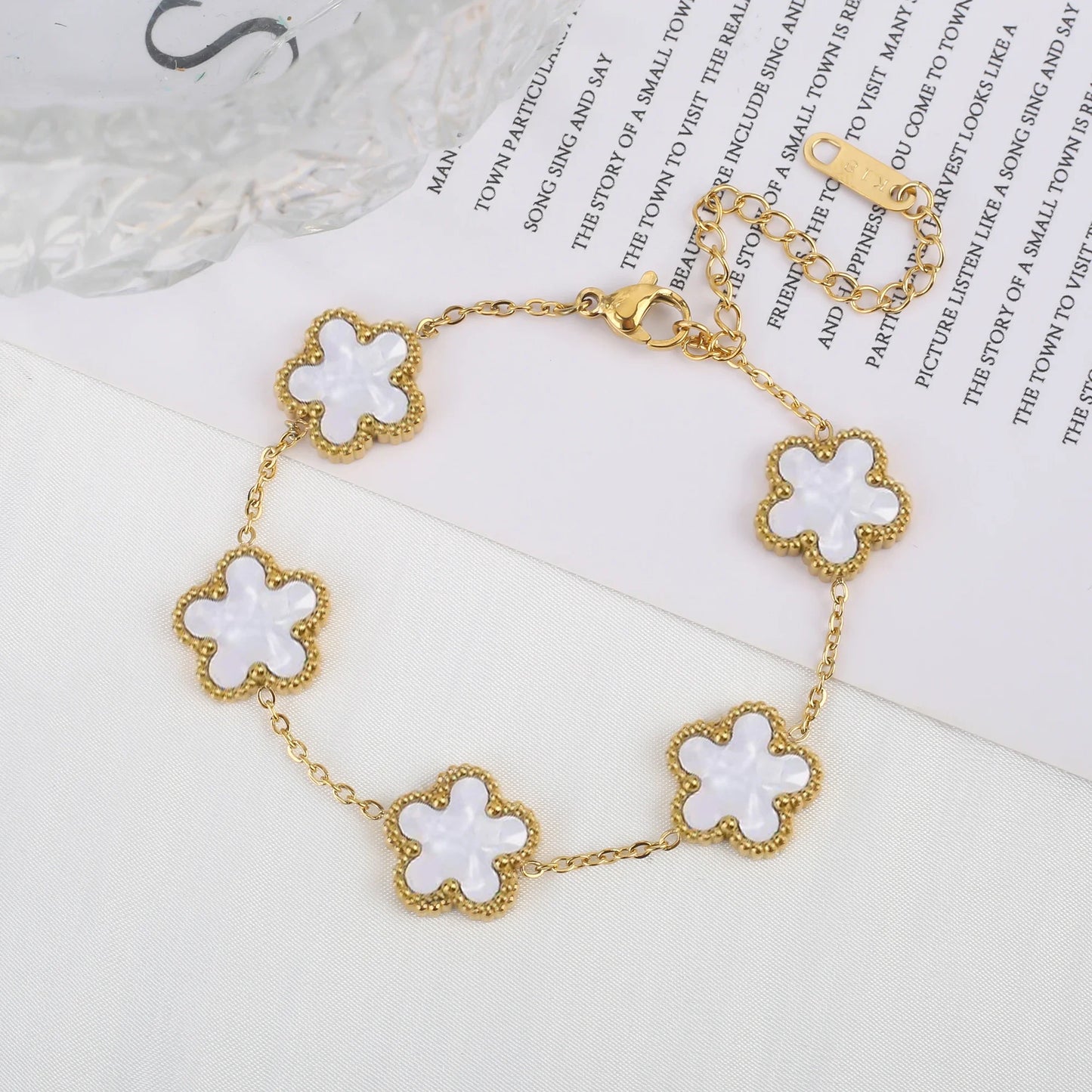 Luxury Stainless Steel Adjustable Five Flower Bracelet