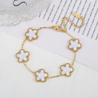 Luxury Stainless Steel Adjustable Five Flower Bracelet