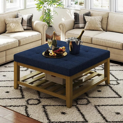 Solid Large Square Ottoman Coffee Table/Shelf