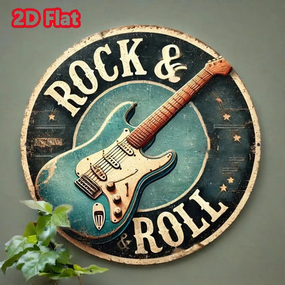 Rock & Roll Guitar Aluminum Tin Sign