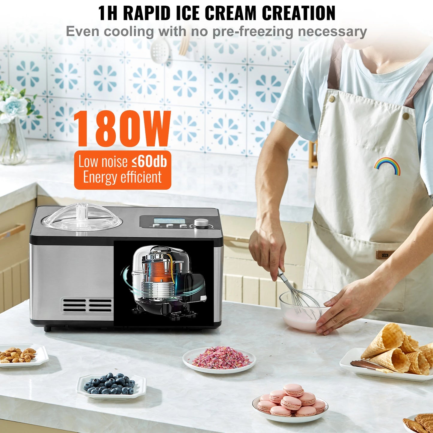 Ice Cream Maker with Built-in Compressor