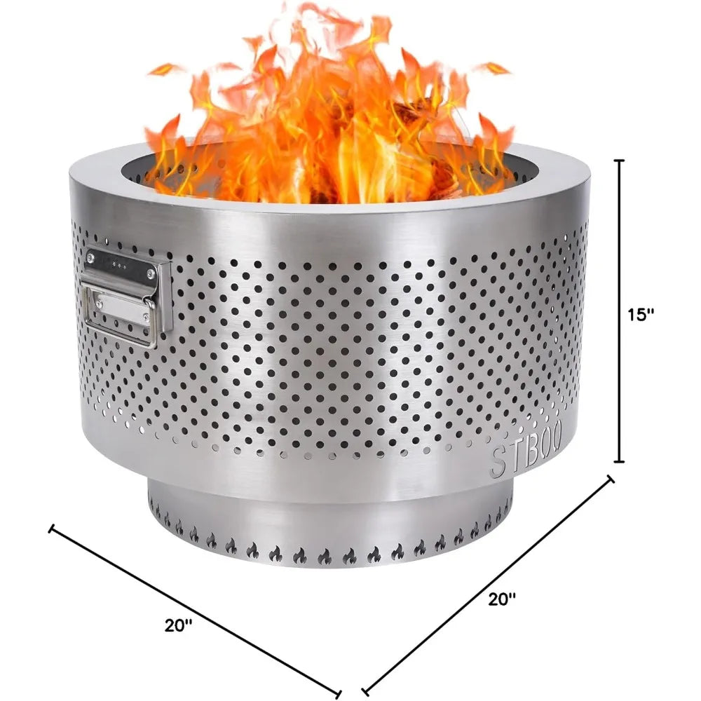 Fire Pit for Outside with Portable Storage