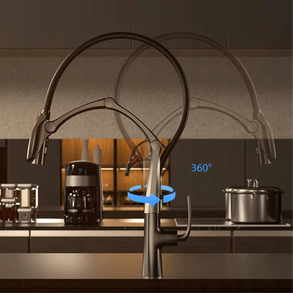 Gunmetal Brass Kitchen Faucet with LED Display