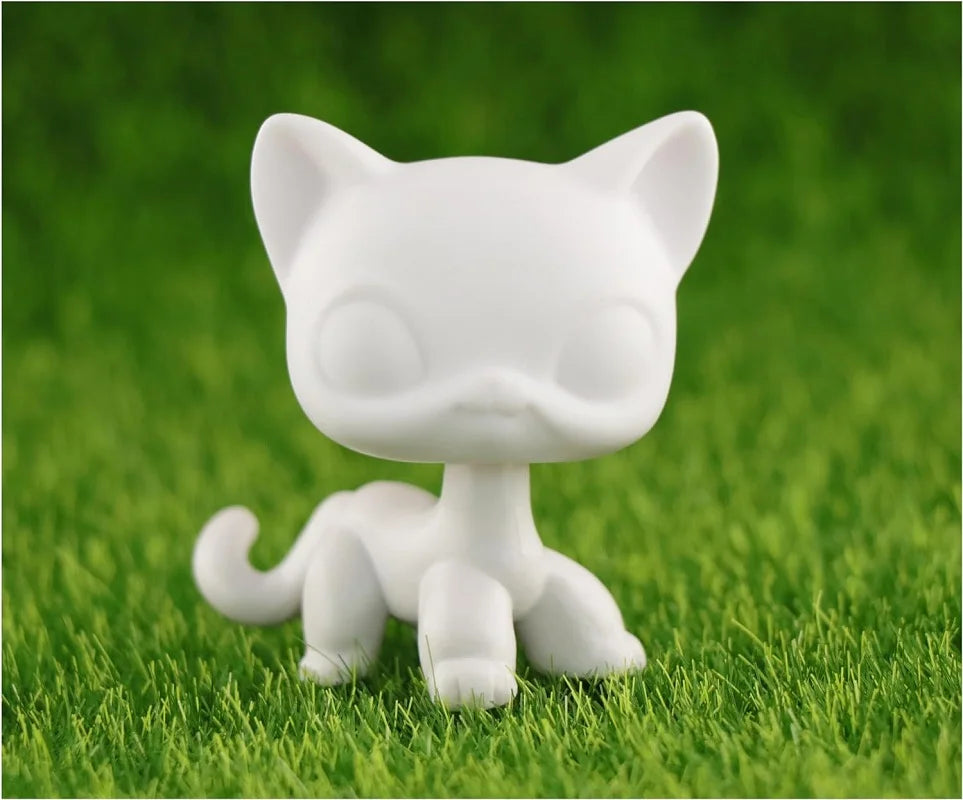 White Lovely Shorthair Cat, Collie and Husky Figurines