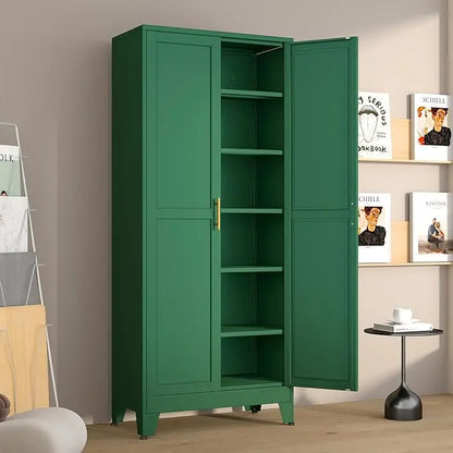 Metal Pantry Cabinet, 2 Doors, Adjustable Shelves