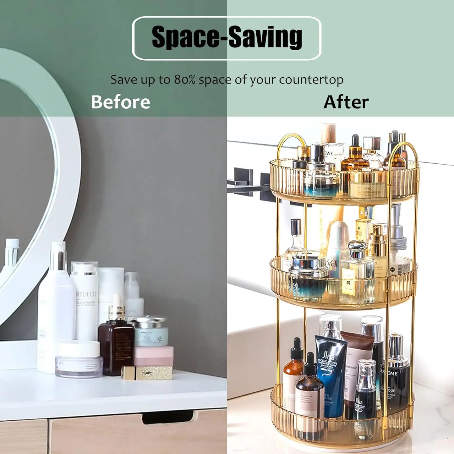 Rotating Makeup Organizer for Vanity High-Capacity
