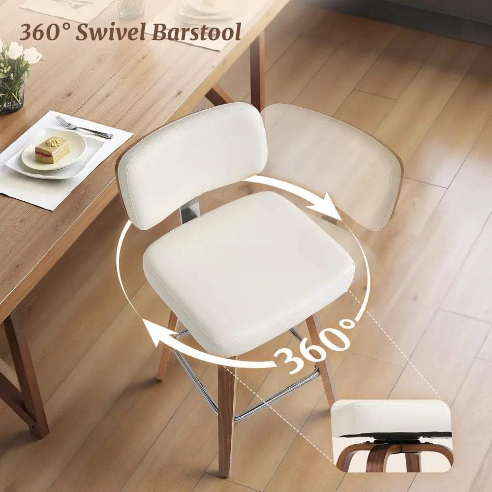 Set of 3 Counter Height Bar Stools with Wood Legs, 26"