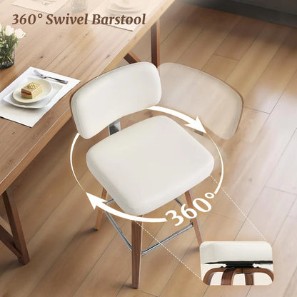 Set of 3 Counter Height Bar Stools with Wood Legs, 26"