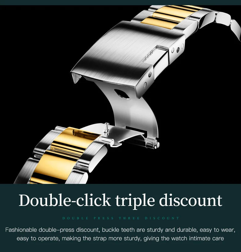 Men's Waterproof Stainless Steel Watches Moon Phase