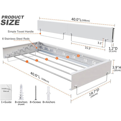 Wall Mounted Clothes Drying Rack Indoor, Retractable