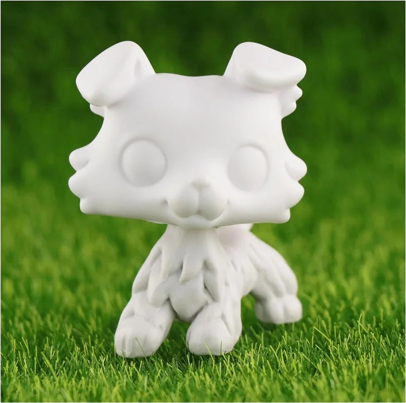 White Lovely Shorthair Cat, Collie and Husky Figurines