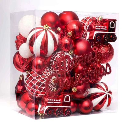Christmas Ornaments Set, 65 pcs Gold & White Shatterproof
