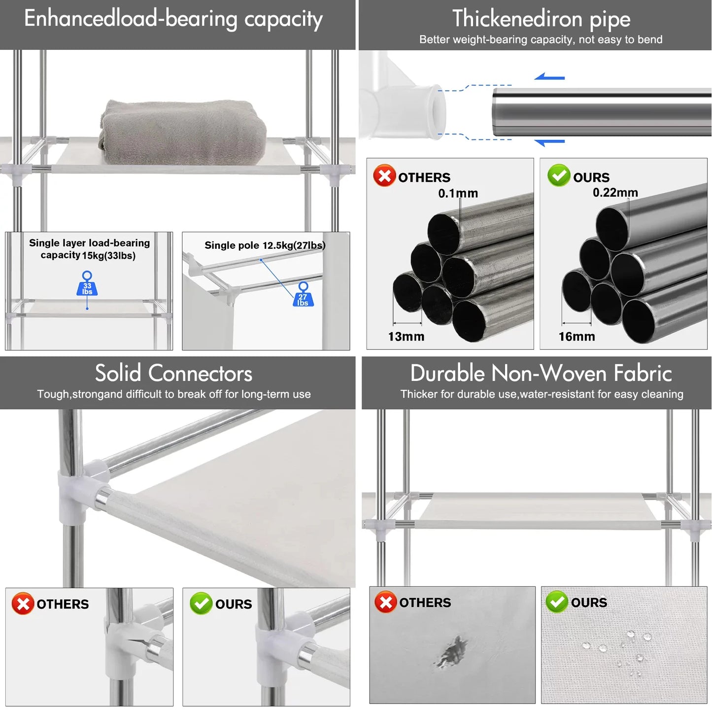 51" Dustproof Closet Wardrobe Organizer Multi-layer Rack