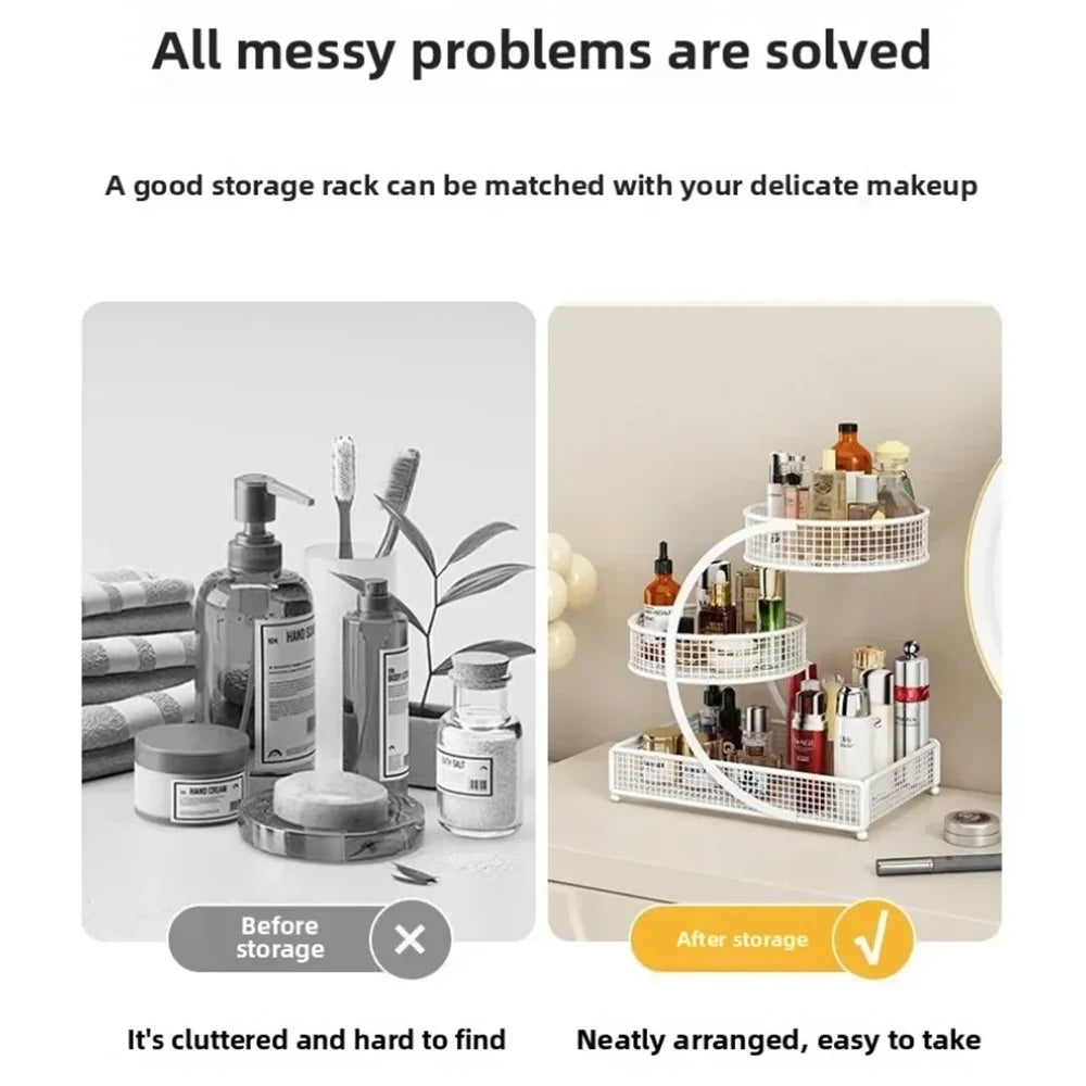 Metal Makeup Storage Rack Cosmetic Organizer Dresser