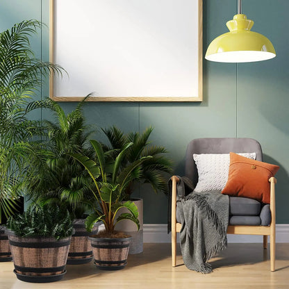 12 inch Barrel Planters Drainage Holes Saucer